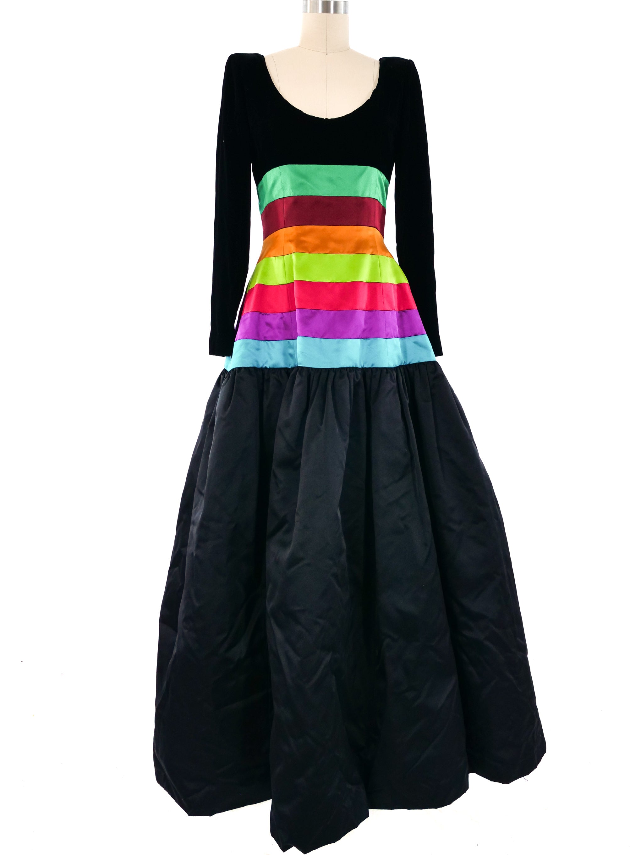 Oscar de la Renta Rainbow Banded Gown