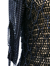 Loris Azzaro Chain Accented Navy Knit Top Top arcadeshops.com