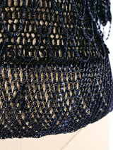 Loris Azzaro Chain Accented Navy Knit Top Top arcadeshops.com