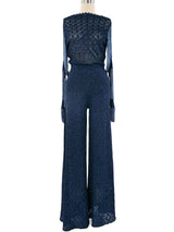 Loris Azzaro Chain Accented Metallic Knit Jumpsuit Jumpsuit arcadeshops.com