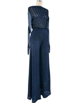 Loris Azzaro Chain Accented Metallic Knit Jumpsuit Jumpsuit arcadeshops.com