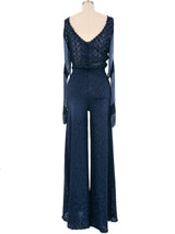 Loris Azzaro Chain Accented Metallic Knit Jumpsuit Jumpsuit arcadeshops.com