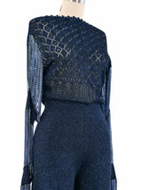 Loris Azzaro Chain Accented Metallic Knit Jumpsuit Jumpsuit arcadeshops.com