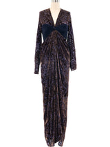 Oscar de la Renta Flocked Velvet Gown Dress arcadeshops.com