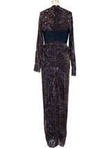 Oscar de la Renta Flocked Velvet Gown Dress arcadeshops.com