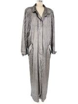 Metallic Silver Mosaic Trench Coat Jacket arcadeshops.com