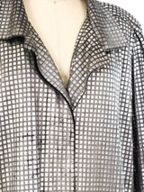 Metallic Silver Mosaic Trench Coat Jacket arcadeshops.com