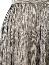 Metallic Silver Woodgrain Pattern Skirt Bottom arcadeshops.com
