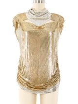 Ferrara Two Tone Metallic Chainmail Top Top arcadeshops.com