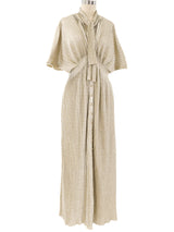 Paco Rabanne Metallic Pleated Maxi Dress Dress arcadeshops.com