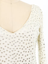 Mollie Parnis Metallic Sequin Embellished Maxi Dress Dress arcadeshops.com