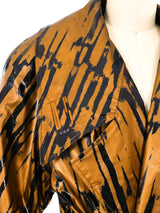 Printed Bronze Trench Coat Jacket arcadeshops.com