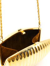 Ribbed Goldtone Convertible Clutch Accessory arcadeshops.com