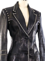 Gianni Versace Studded Leather Blazer Jacket arcadeshops.com