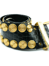 Michael Morrison Studded Embossed Leather Belt Accessory arcadeshops.com