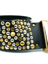 Michael Morrison Studded Black Leather Belt Accessory arcadeshops.com