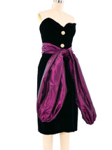1984 Yves Saint Laurent Bow Accented Velvet Dress Dress arcadeshops.com