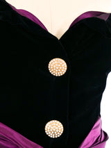 1984 Yves Saint Laurent Bow Accented Velvet Dress Dress arcadeshops.com