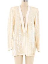 Giorgio Armani Ivory Sequin Blazer Jacket arcadeshops.com
