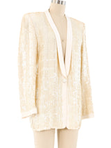 Giorgio Armani Ivory Sequin Blazer Jacket arcadeshops.com