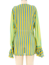 Louis Feraud Striped Ruffle Blouse Top arcadeshops.com