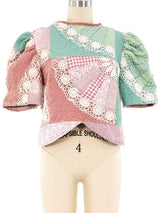 Quilted Patchwork Crop Top Top arcadeshops.com