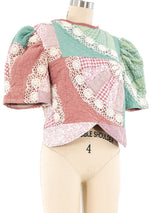 Quilted Patchwork Crop Top Top arcadeshops.com