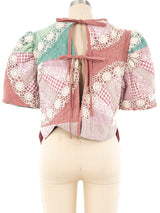 Quilted Patchwork Crop Top Top arcadeshops.com