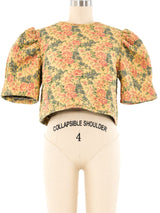 Quilted Floral Crop Top Top arcadeshops.com