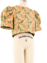 Quilted Floral Crop Top Top arcadeshops.com