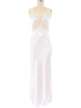 1940's Lace Trimmed Pastel Satin Slip Dress Dress arcadeshops.com