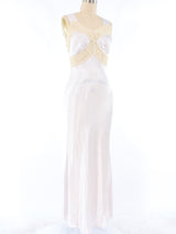 1940's Lace Trimmed Pastel Satin Slip Dress Dress arcadeshops.com