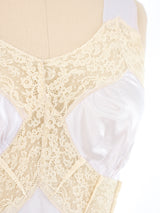 1940's Lace Trimmed Pastel Satin Slip Dress Dress arcadeshops.com