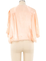 Lace Trimmed Satin Bed Jacket Jacket arcadeshops.com