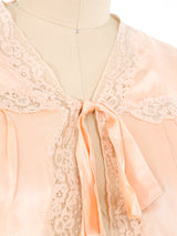 Lace Trimmed Satin Bed Jacket Jacket arcadeshops.com