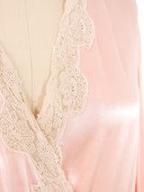 Pink Satin Wrap Style Robe Jacket arcadeshops.com