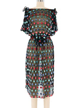 Dotted Flocked Velvet Silk Dress Dress arcadeshops.com