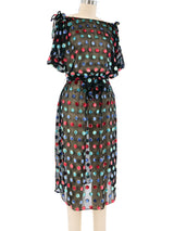 Dotted Flocked Velvet Silk Dress Dress arcadeshops.com
