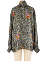 Escada Feather Printed Silk Blouse Top arcadeshops.com