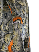 Escada Feather Printed Silk Blouse Top arcadeshops.com