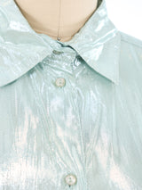Seafoam Lamé Blouse Top arcadeshops.com