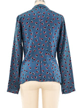 Chloe Printed Teal Blouse Top arcadeshops.com
