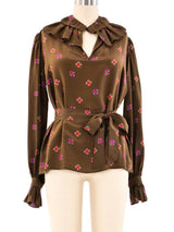 Yves Saint Laurent Ruffled Floral Blouse Top arcadeshops.com