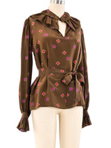 Yves Saint Laurent Ruffled Floral Blouse Top arcadeshops.com