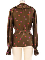 Yves Saint Laurent Ruffled Floral Blouse Top arcadeshops.com