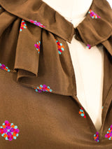 Yves Saint Laurent Ruffled Floral Blouse Top arcadeshops.com