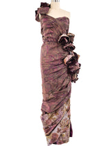 Paul Louis Orrier Dimensional Floral Taffeta Gown Dress arcadeshops.com