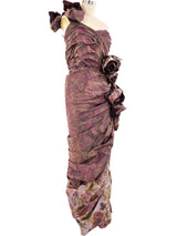 Paul Louis Orrier Dimensional Floral Taffeta Gown Dress arcadeshops.com