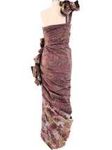 Paul Louis Orrier Dimensional Floral Taffeta Gown Dress arcadeshops.com