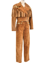 Lillie Rubin Fringed Suede Ensemble Suit arcadeshops.com